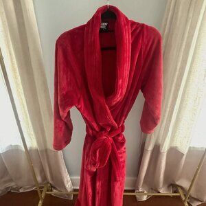 Women's Plus Size Red Cozy Plush Long Wrap Robe